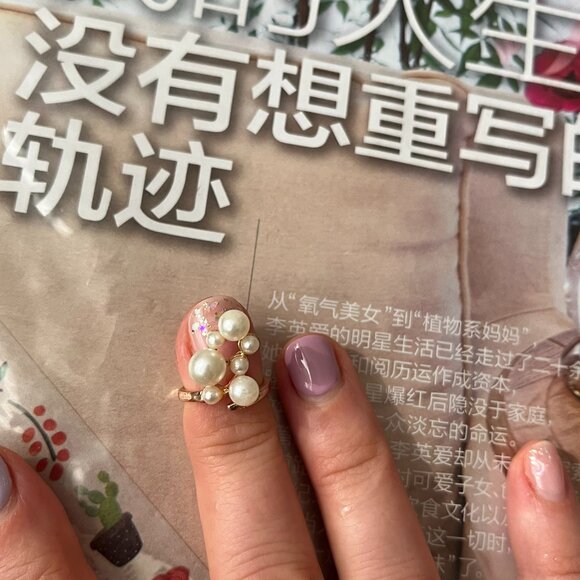 One-of-a-kind Adjustable Pearl Nail Ring - Picture 1 of 10